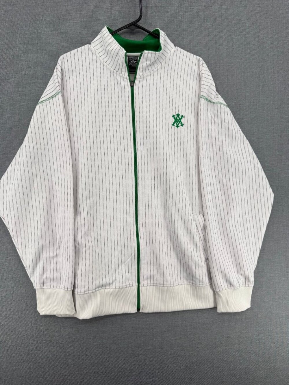 Avirex Full Zip Track Jacket Mens 2XL Embroidered Logo Striped Y2K Hip Hop